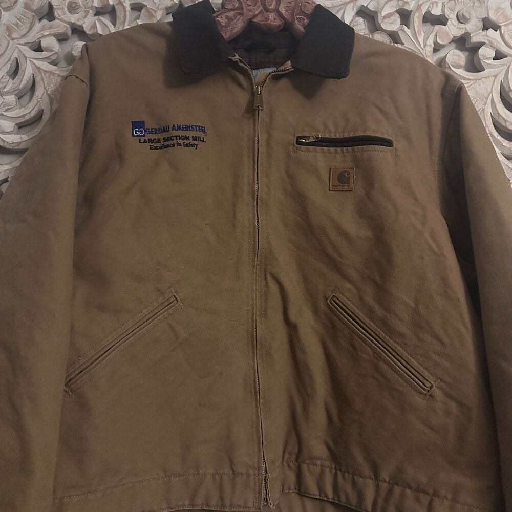 Y2K Vintage 2003 Carhartt J97 CML Sandstone Detroit Cropped Jacket 2XL Reg - Picture 3 of 16